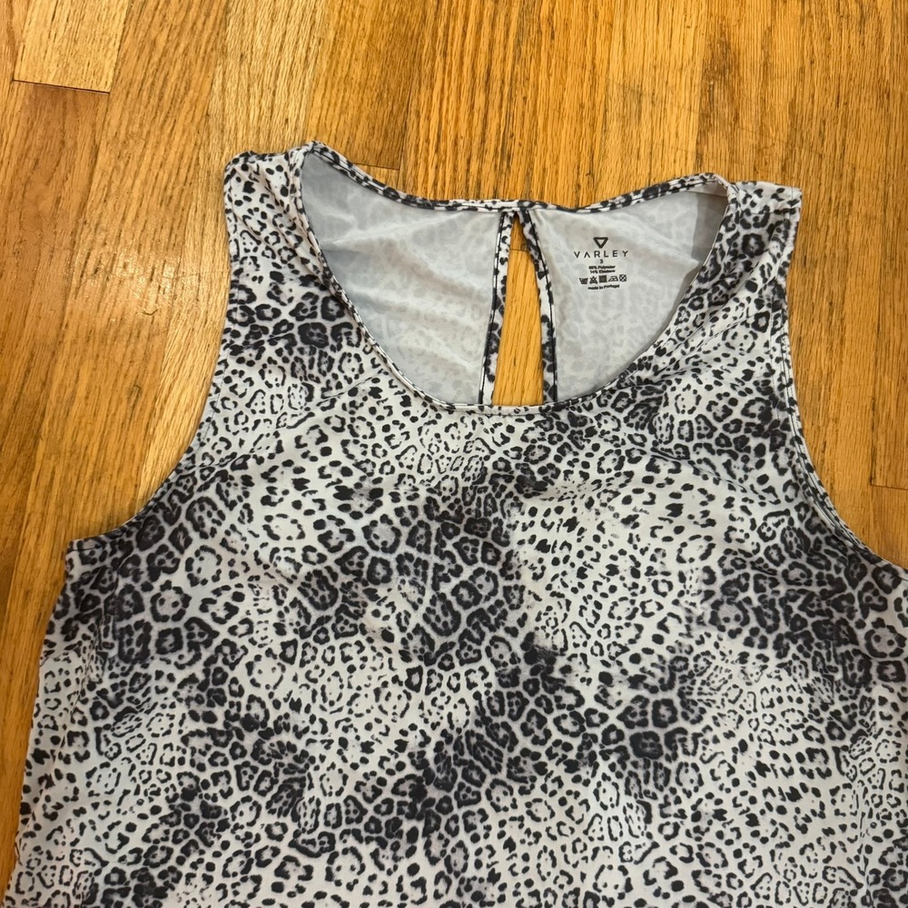Varley Womens Black White Leopard Animal Print Tank Top Size 3 US Small Athletic